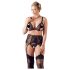 Cottelli Plus Size - Μαύρο τρίο δαντελένιων εσωρούχων - XXL