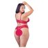 Cottelli Plus Size - απαλό δαντελένιο σετ σουτιέν (κόκκινο) - 2XL