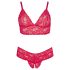 Cottelli Plus Size - απαλό δαντελένιο σετ σουτιέν (κόκκινο) - 2XL