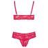 Cottelli Plus Size - απαλό δαντελένιο σετ σουτιέν (κόκκινο) - 4XL