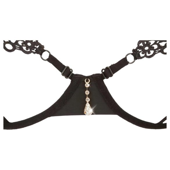 Cottelli - σετ σουτιέν με κέντημα και λάμψη - μαύρο - L