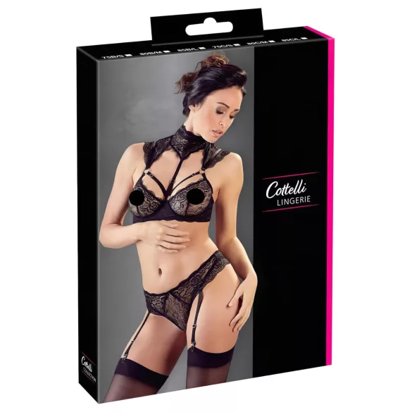 Cottelli - σετ δαντέλα με κολάρο (μαύρο) - 80B/M