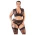 Cottelli Plus Size - Μαύρο σύνολο δαντέλας με στρας