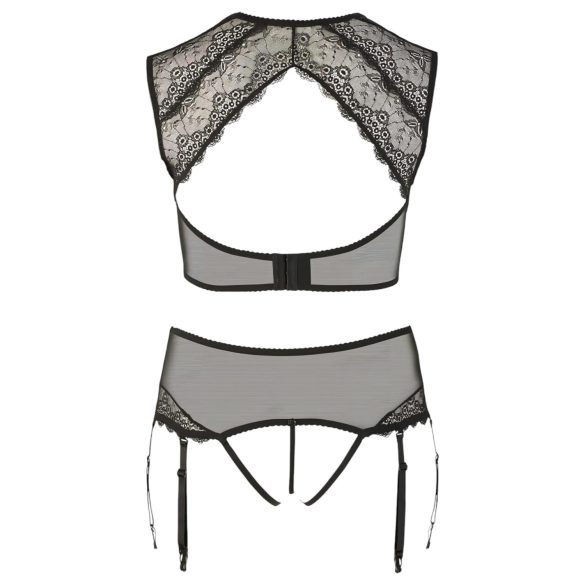 Cottelli Plus Size - σετ εσώρουχα με στρας και δαντέλα - μαύρο - XL