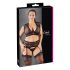 Cottelli Plus Size - Μαύρο σύνολο δαντέλας με στρας - 3XL