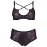 Cottelli Plus Size - Σταυρωτό Σουτιέν και Σλιπ (Μαύρο) - 85E/L