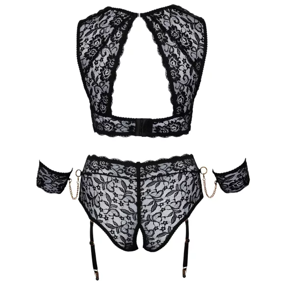 Cottelli Bondage Plus Size - δαντελένιο σετ σουτιέν (μαύρο)