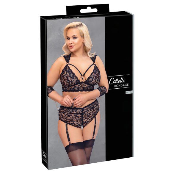 Cottelli Bondage Plus Size - δαντελένιο σετ σουτιέν (μαύρο) - 3XL
