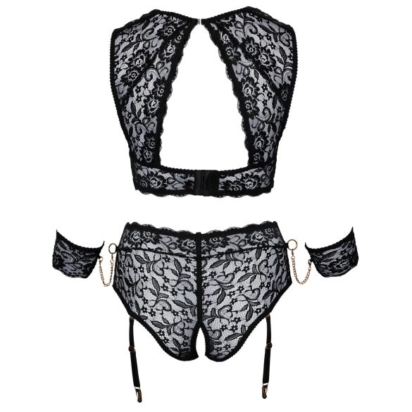 Cottelli Bondage Plus Size - δαντελένιο σετ σουτιέν (μαύρο) - 4XL