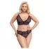 Cottelli Plus Size - διάφανο σετ σουτιέν με σχέδιο (μωβ)