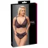 Cottelli Plus Size - διάφανο σετ σουτιέν με σχέδιο (μωβ) - 2XL