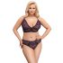 Cottelli Plus Size - Διαφανές σετ σουτιέν με σχέδια (μωβ) - 2XL