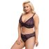 Cottelli Plus Size - Διαφανές σετ σουτιέν με σχέδια (μωβ) - 2XL