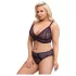 Cottelli Plus Size - διάφανο σετ σουτιέν με σχέδιο (μωβ) - 2XL
