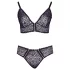 Cottelli Plus Size - διάφανο σετ σουτιέν με σχέδιο (μωβ) - 2XL