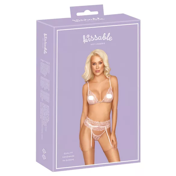 Kissable - σετ δαντελένια εσώρουχα - ροζ - για γυναίκες - L/XL