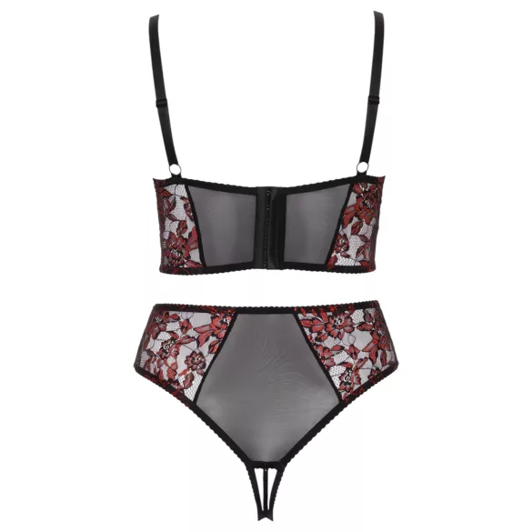 Cottelli Plus Size - σετ σουτιέν με ρυθμιζόμενες τιράντες (κόκκινο)