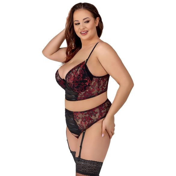 Cottelli - σετ εσωρούχων plus size - κόκκινο - για γυναίκα - 90C/XL