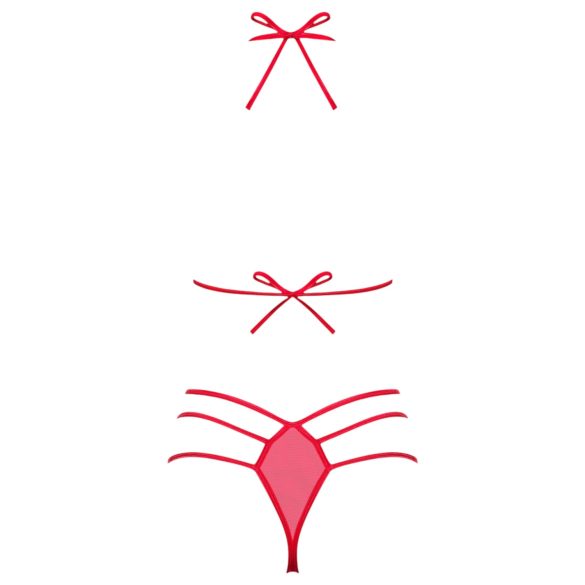 Obsessive - σετ εσώρουχα με φιόγκο - κόκκινο