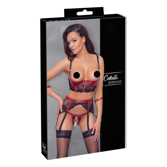 Cottelli Bondage - Κόκκινο δαντελένιο σετ ανόρθωσης bust - XL