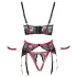Cottelli Bondage - σετ σουτιέν push-up με δαντέλα - ματ κόκκινο - XL