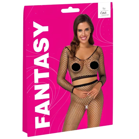 Cottelli - σετ διχτυωτό με μακριά μανίκια - μαύρο - S-L