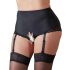 Cottelli Plus Size - Μαύρο ανοιχτό σλιπ με ζαρτιέρες - 3XL