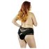 Cottelli Plus Size - Δαντελένιο ανοιχτό εσώρουχο με μαργαριτάρια (μαύρο)