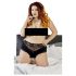 Cottelli Plus Size - Δαντελένιο ανοιχτό εσώρουχο με μαργαριτάρια (μαύρο)