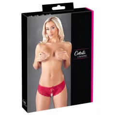   Cottelli - γυναικείο string με φιόγκο και ανοιχτό καβάλο - κόκκινο - XL