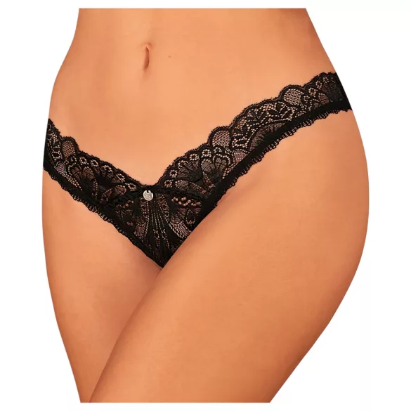 Obsessive Donna Dream - γυναικείο string με δαντέλα ανοιχτό - μαύρο - XL/XXL