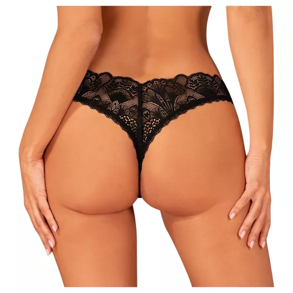 Obsessive Donna Dream - γυναικείο string με δαντέλα ανοιχτό - μαύρο - XL/XXL