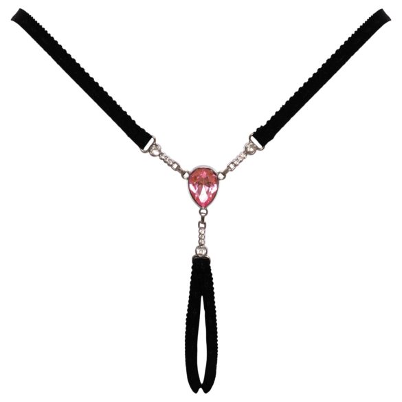 Cottelli - στρινγκ τάνγκα ανοιχτό με λαμπερή πέτρα - μαύρο (S-L)