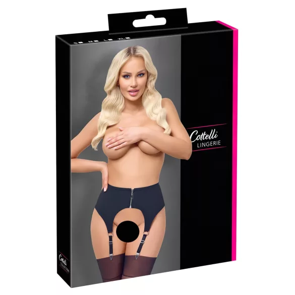 Cottelli - καλτσοδέτα ματ για γυναίκα - μαύρο - L