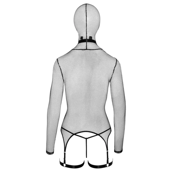 Bad Kitty - σετ BDSM διχτυωτό διάφανο με μαστίγιο - μαύρο - L