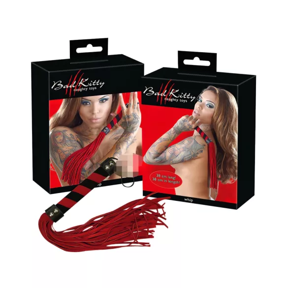 Bad Kitty - μαστίγιο βελούδινου δέρματος - κόκκινο
