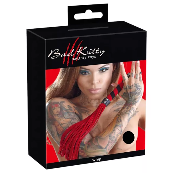 Bad Kitty - μαστίγιο βελούδινου δέρματος - κόκκινο