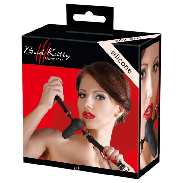 Bad Kitty - σιλικονένιο φίμωτρο με μικρό δονητή - μαύρο