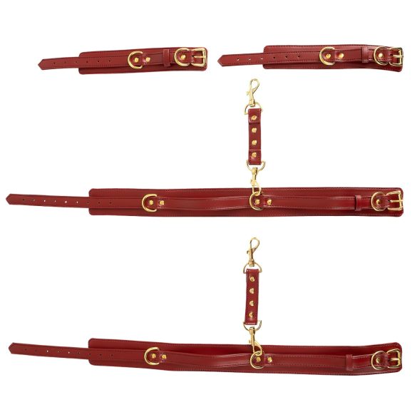 Bad Kitty - χειροπέδες μηρού - σετ δέσιμο - κόκκινο