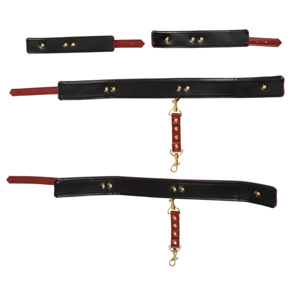 Bad Kitty - χειροπέδες μηρού - σετ δέσιμο - κόκκινο