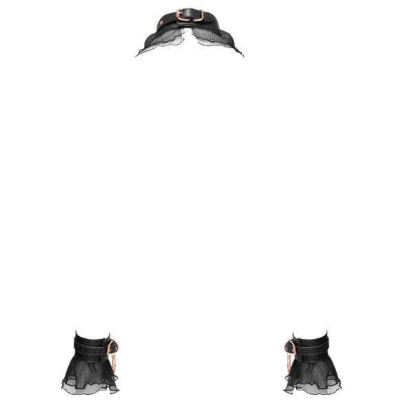 Bad Kitty - σετ δέσμευσης με βολάν (4 τεμάχια) - μαύρο