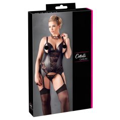   Cottelli - γυναικεία μπλούζα plus size με λουλούδια - μαύρο