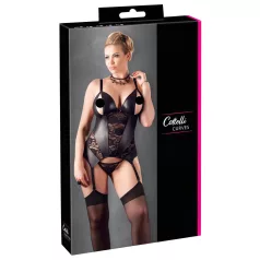   Cottelli - γυναικεία μπλούζα plus size με λουλούδια - μαύρο