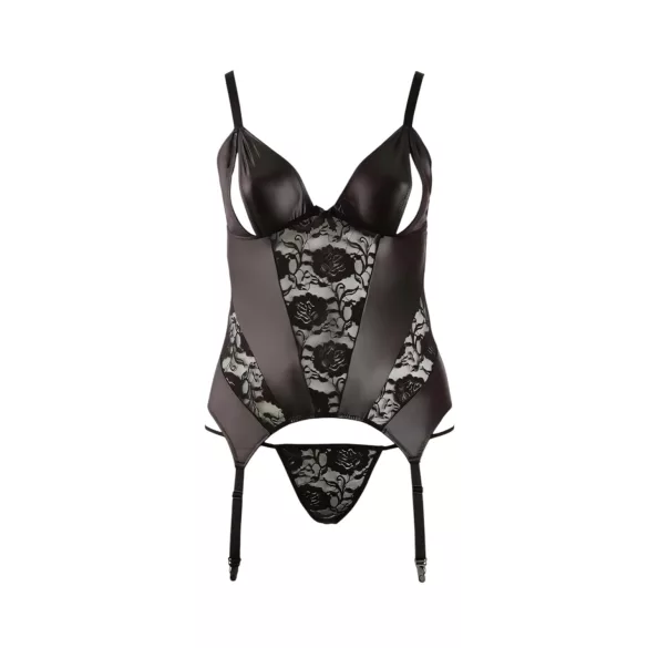 Cottelli - γυναικεία μπλούζα plus size με λουλούδια - μαύρο - XXL