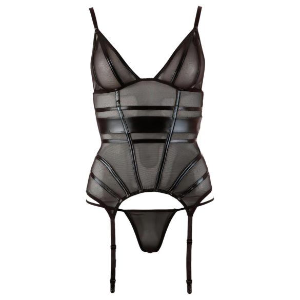 Cottelli - γυαλιστερό ριγέ, διάφανο τοπ (μαύρο)