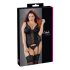 Cottelli Plus Size - Μεταβαλλόμενο μαύρο τοπ με ζαρτιέρες - 3XL