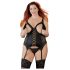 Cottelli Plus Size - Μεταβαλλόμενο μαύρο τοπ με ζαρτιέρες - 3XL