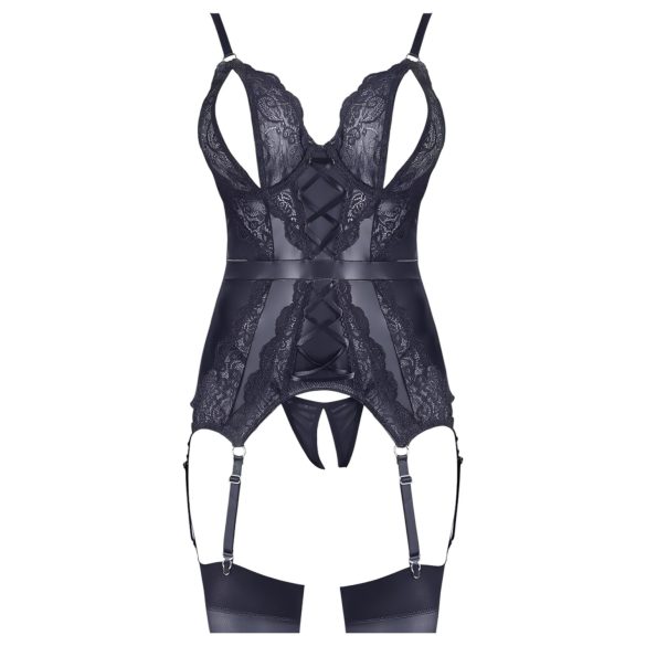 Cottelli - δαντελένιο ανοιχτό τοπ και στρινγκ (μαύρο)