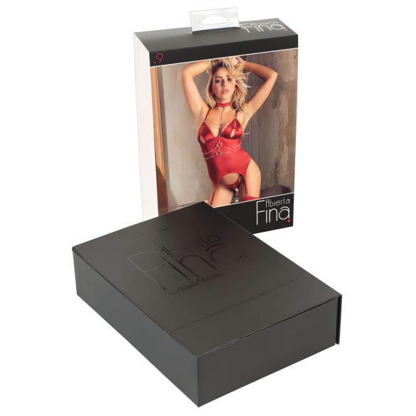 Abierta Fina - γυαλιστερό μπλουζάκι με αλυσίδα και στρινγκ (κόκκινο)