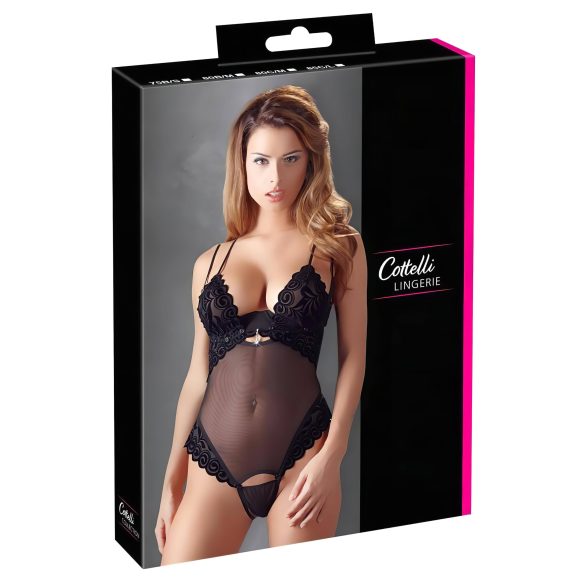 Κομψό βελούδινο body προσαρμογής (μαύρο) - 85C/L